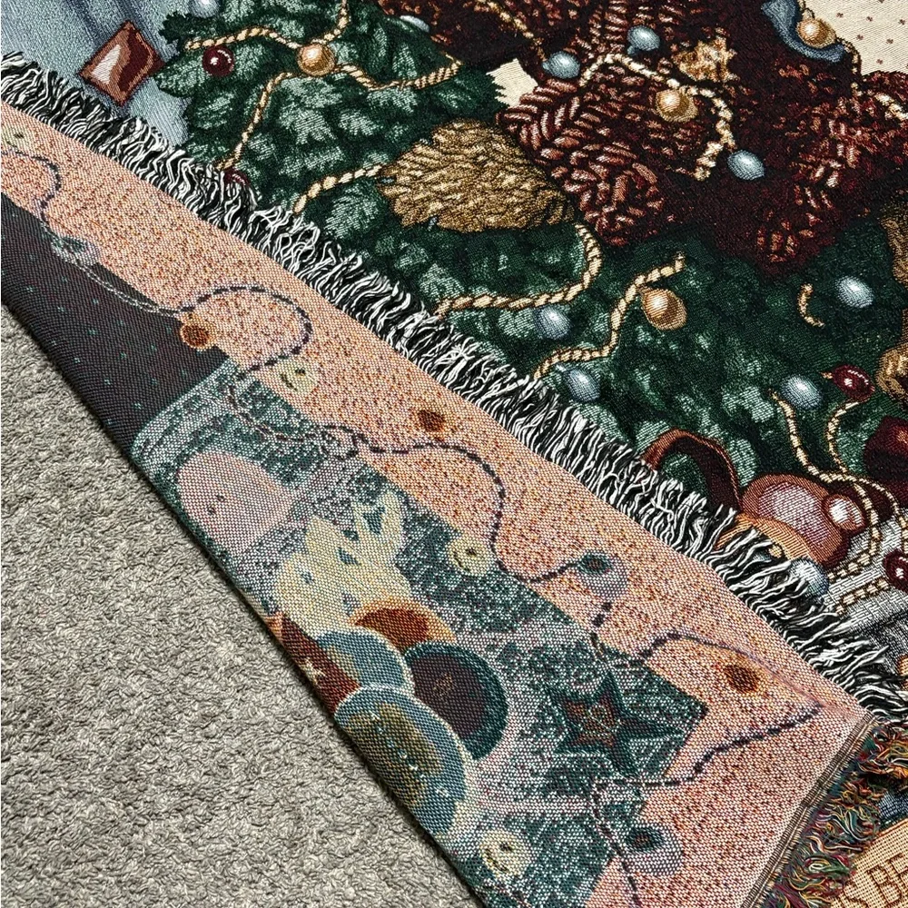Boyds Bears Friends Woven Christmas Afghan Throw Blanket Ho Ho Ho No 52 X 68 NWT